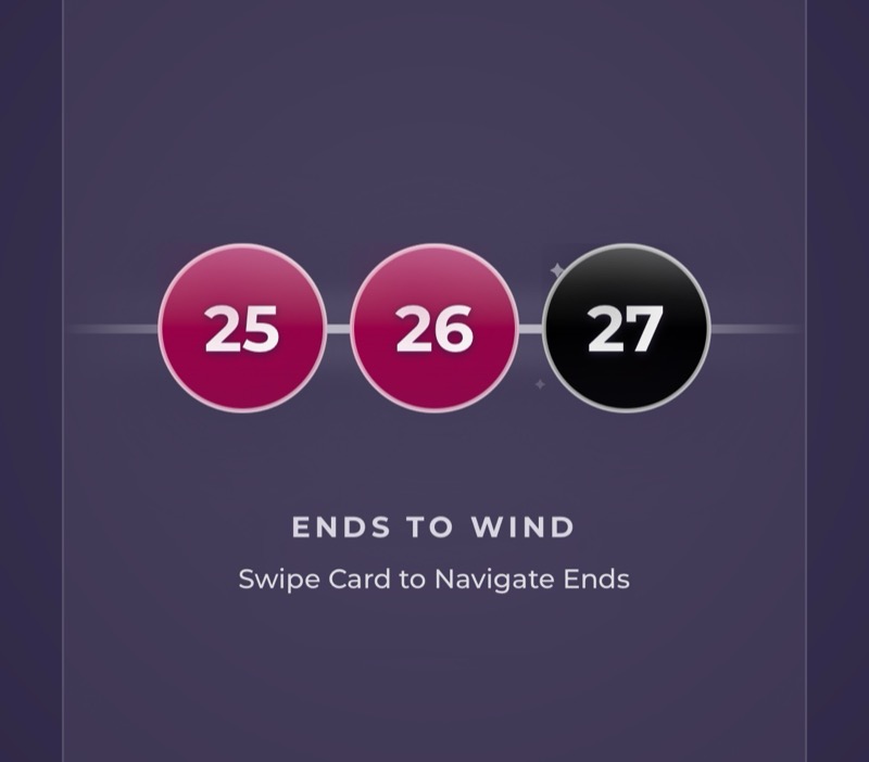 WeavingGem Warp Mode focus card showing yarn-colored ends to wind