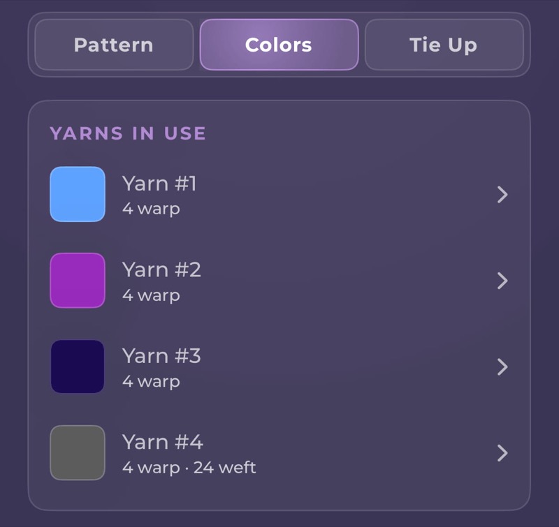 WeavingGem yarn color matching in draft preview